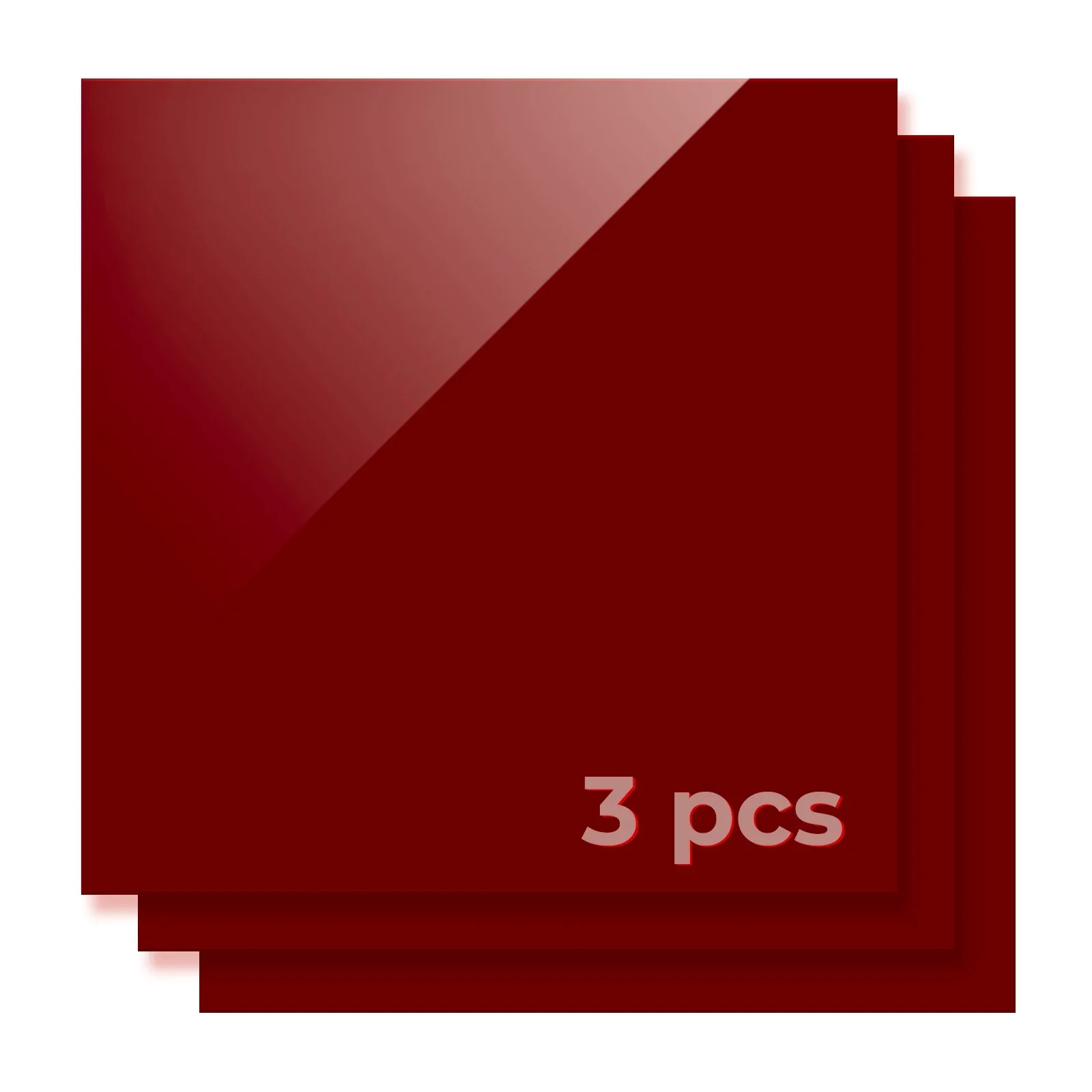 1/8" Dark Red Opaque Glossy Acrylic Sheet for Diode Laser Cutting (3pcs) - Image 3
