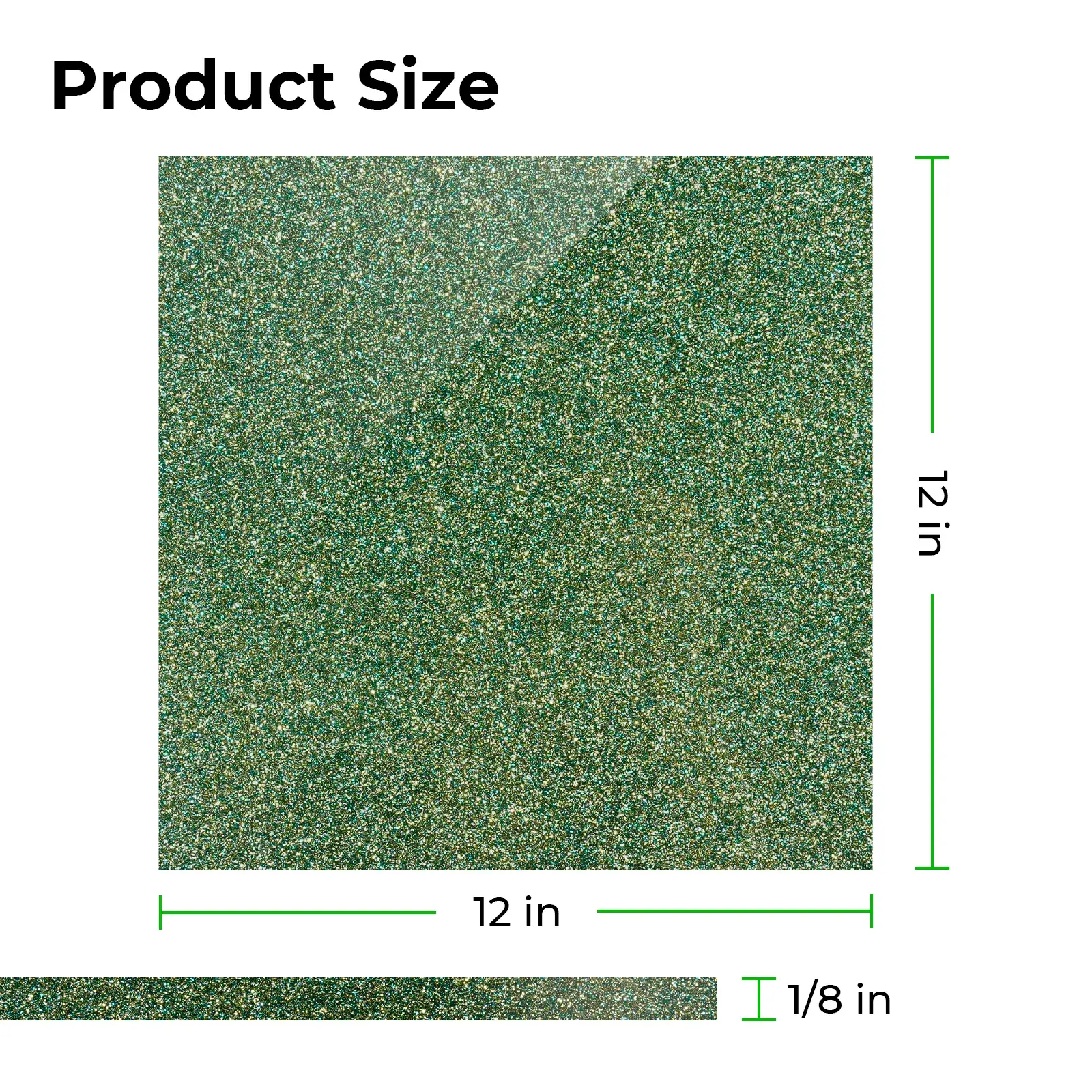 1/8" Green Glitter Opaque Glossy Acrylic Sheet (3pcs) - Image 3