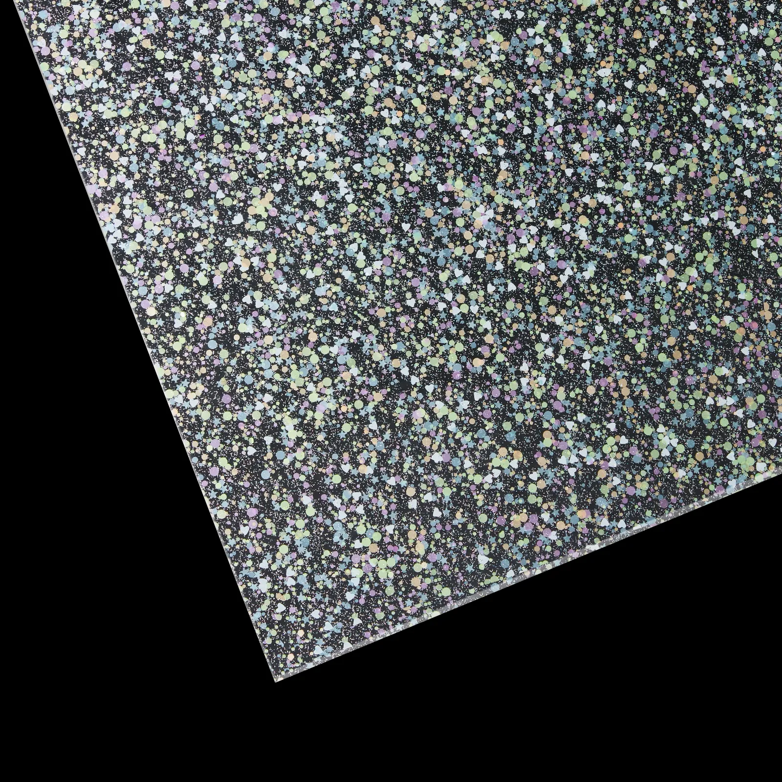 1/8" Heart and Stars Glitter Dots Transparent Acrylic Sheet (3pcs)