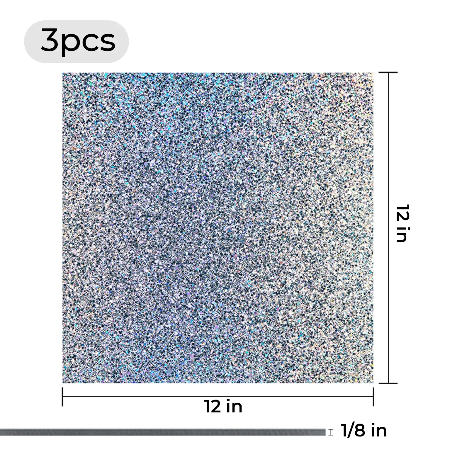 1/8" Holographic Sparkle Glitter Acrylic Sheet (3pcs) - Image 3