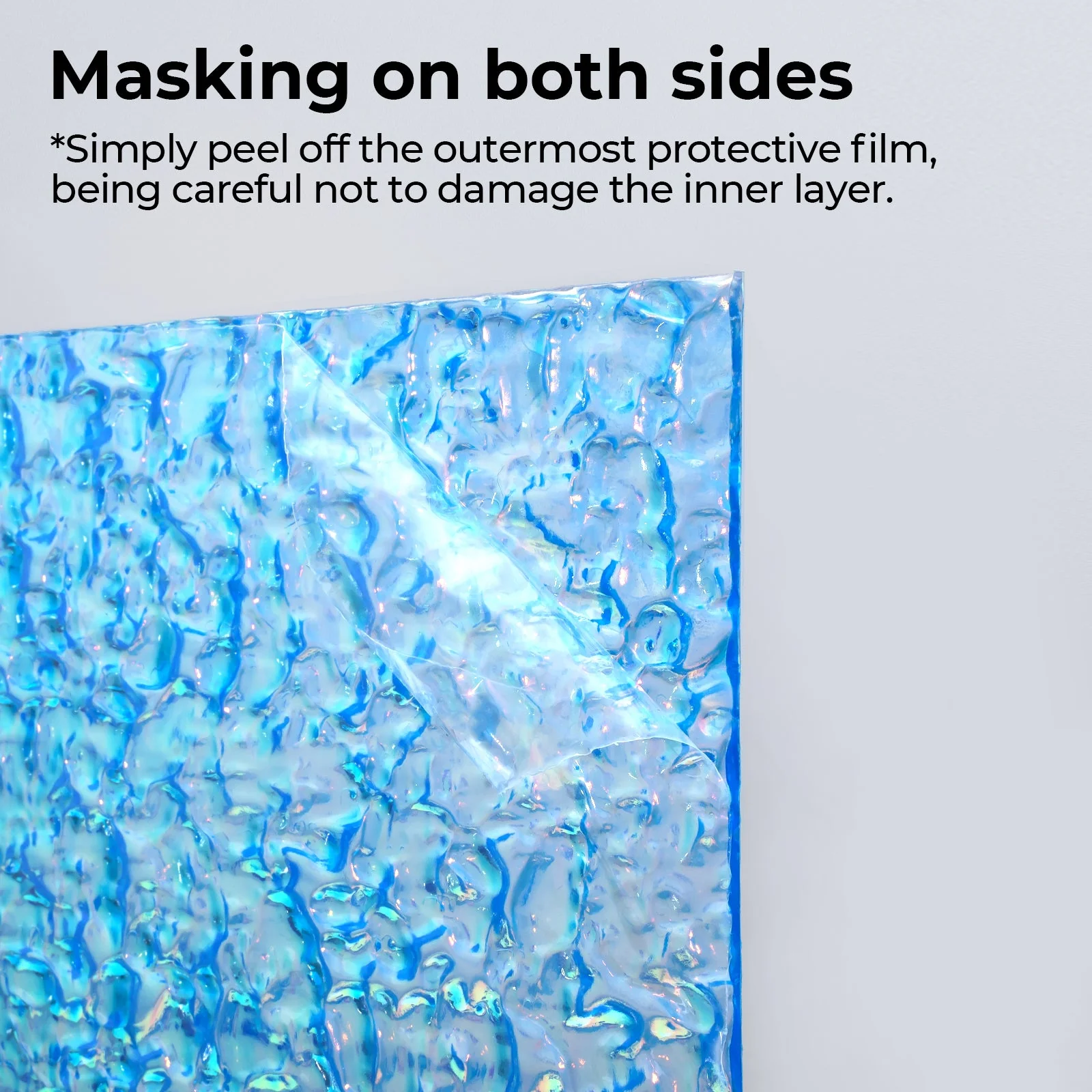 1/8" Clear Iridescent Transparent Blue Film Water Ripple Acrylic (3pcs) - Image 5