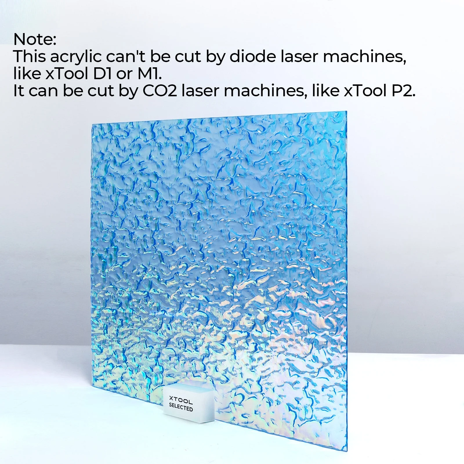 1/8" Clear Iridescent Transparent Blue Film Water Ripple Acrylic (3pcs) - Image 6