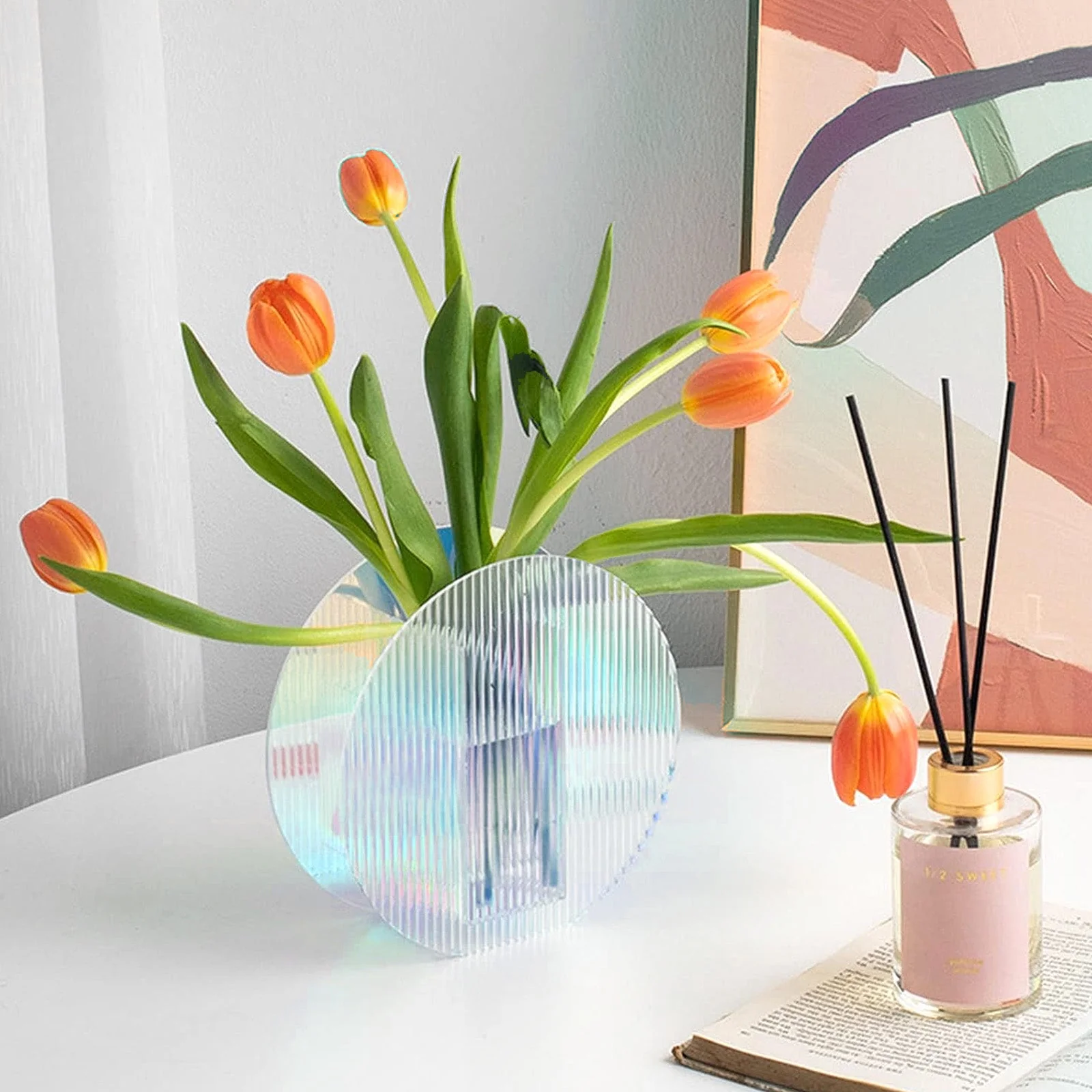 1/8" Clear Iridescent Transparent Blue Film Striped Acrylic(3pcs) - Image 3