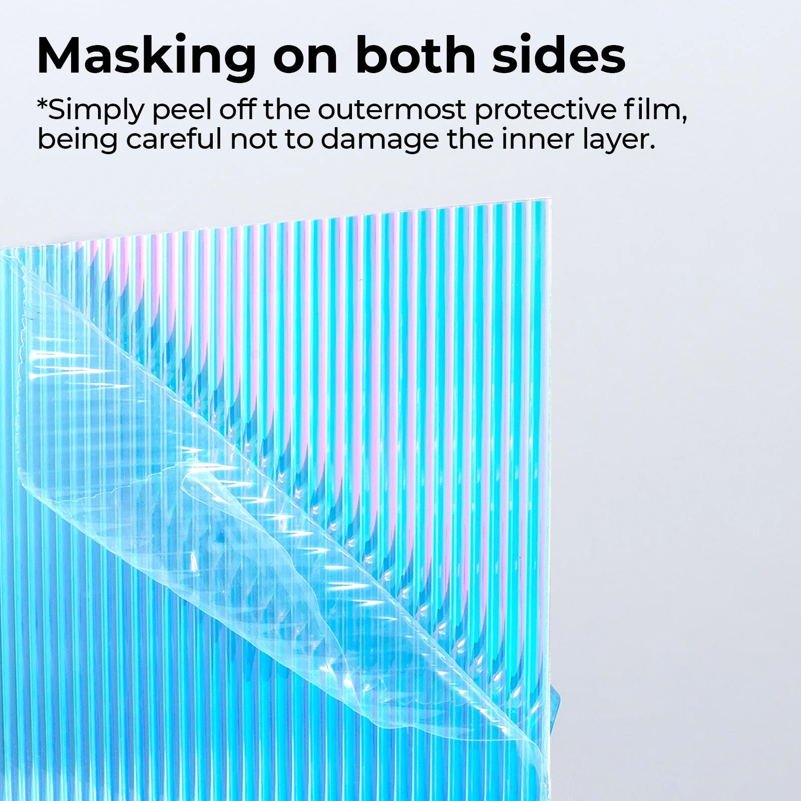 1/8" Clear Iridescent Transparent Blue Film Striped Acrylic(3pcs) - Image 5