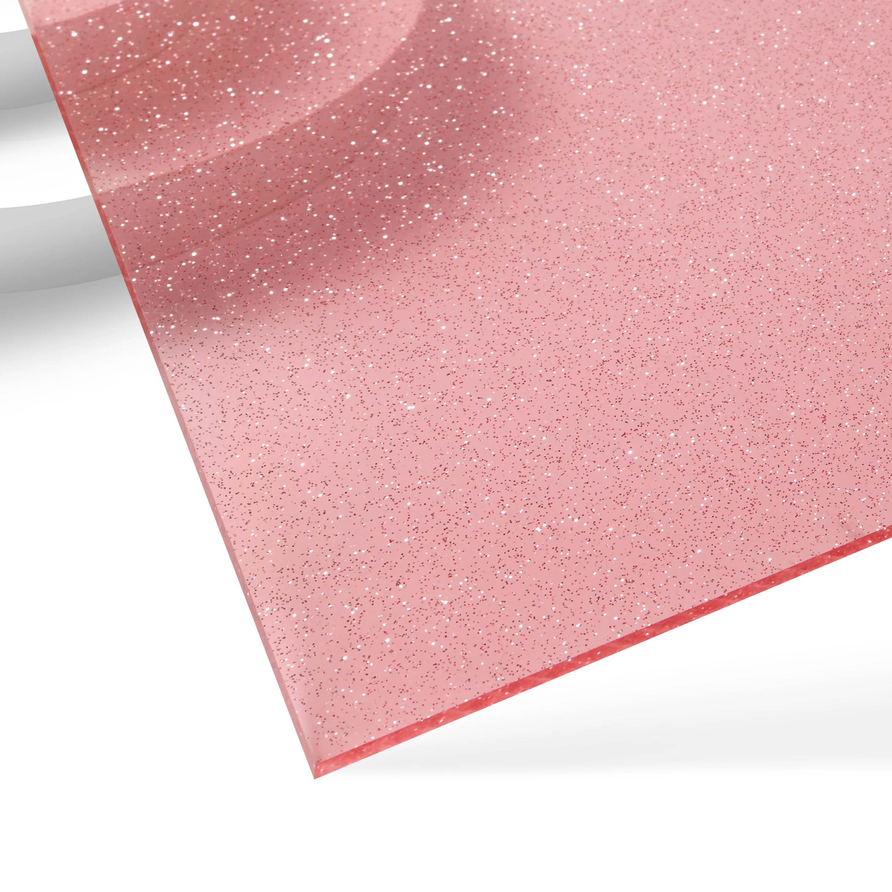 1/8" Pink Glitter Translucent Glossy Acrylic Sheet (3pcs)
