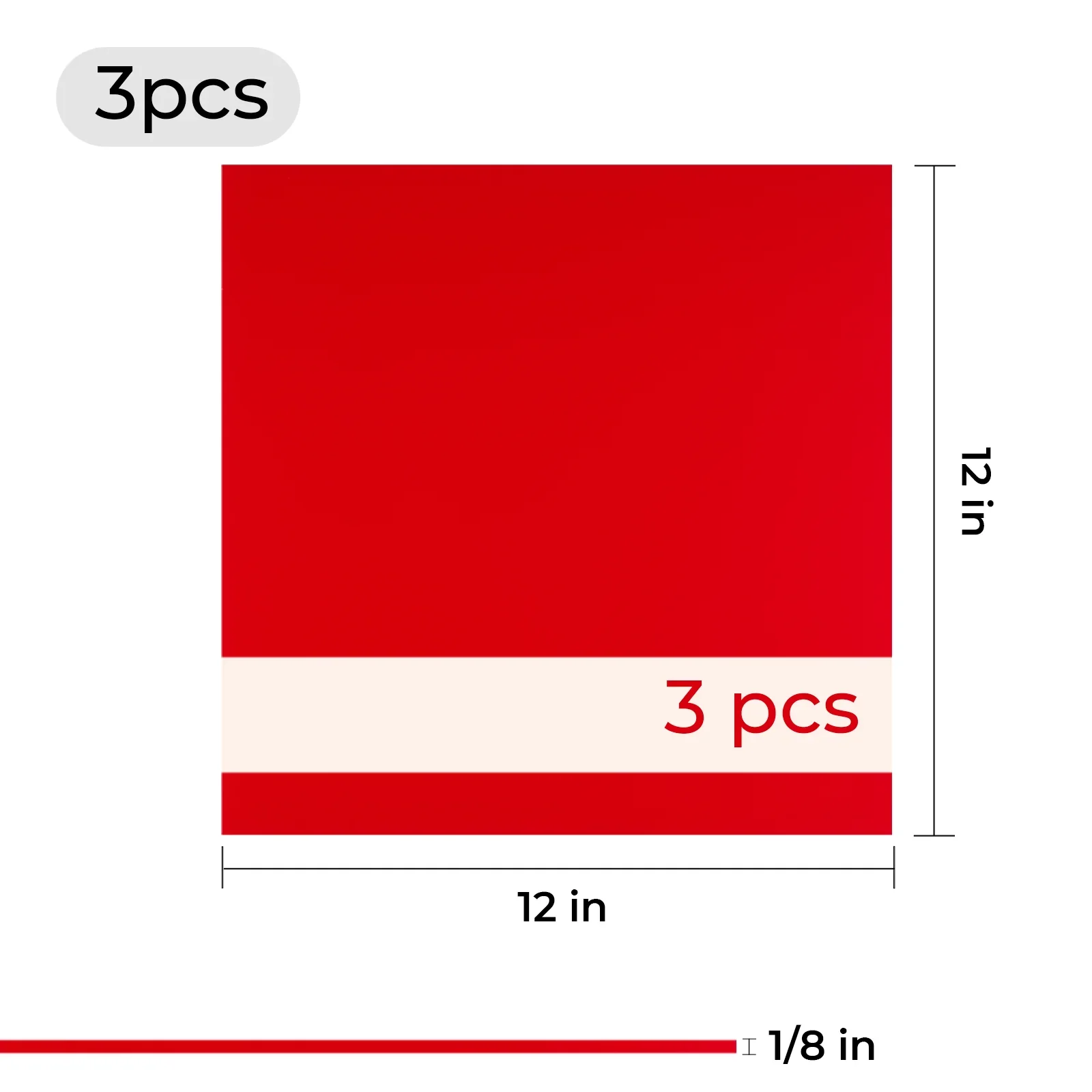 1/8" Red to White Two-Tone Acrylic Sheet (3pcs) - Image 3