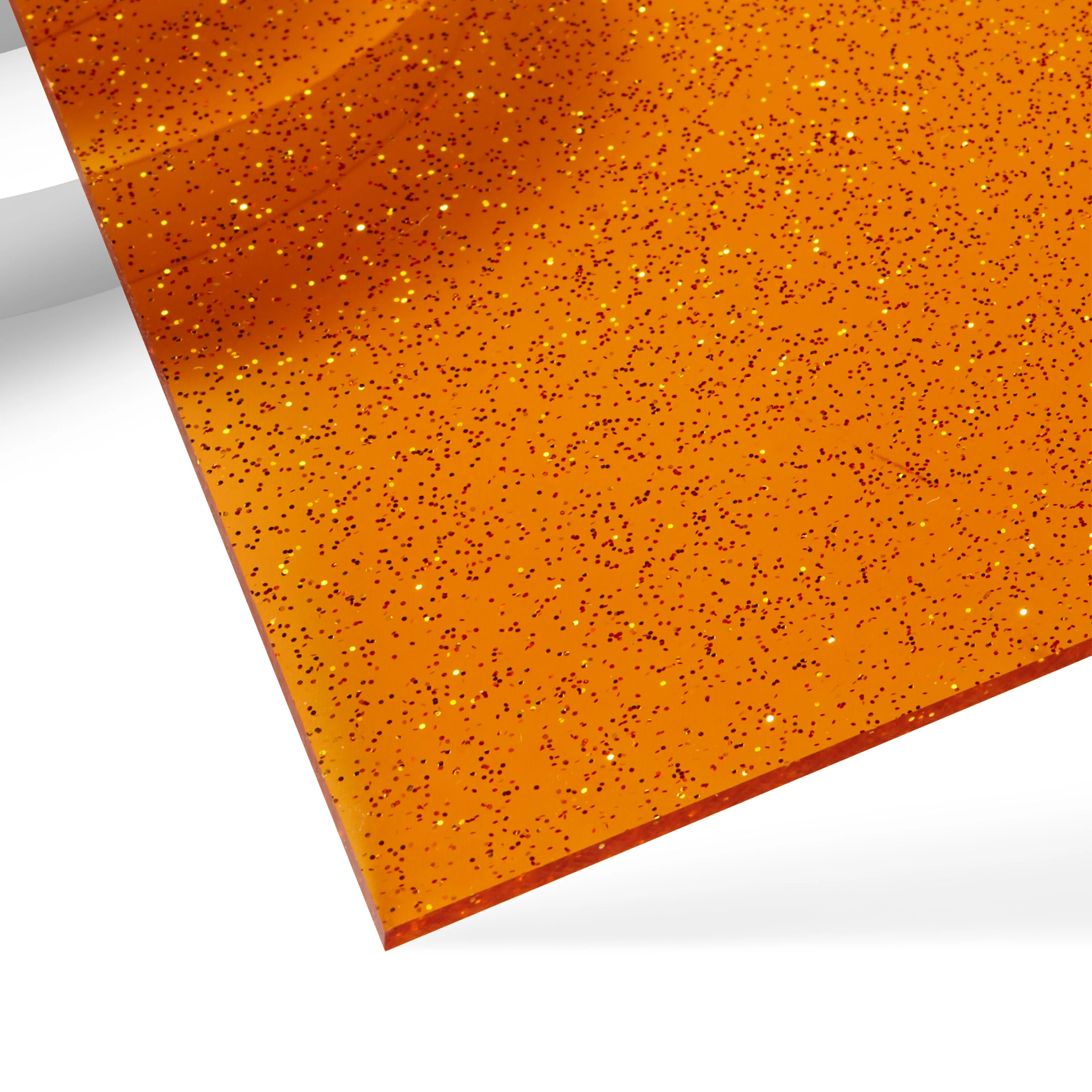 1/8" Orange Glitter Translucent Glossy Acrylic Sheet (3pcs)