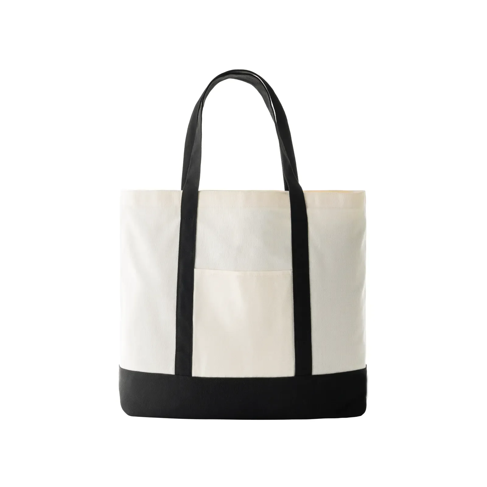 Black Canvas Tote Bag with an External Pocket (1pcs)