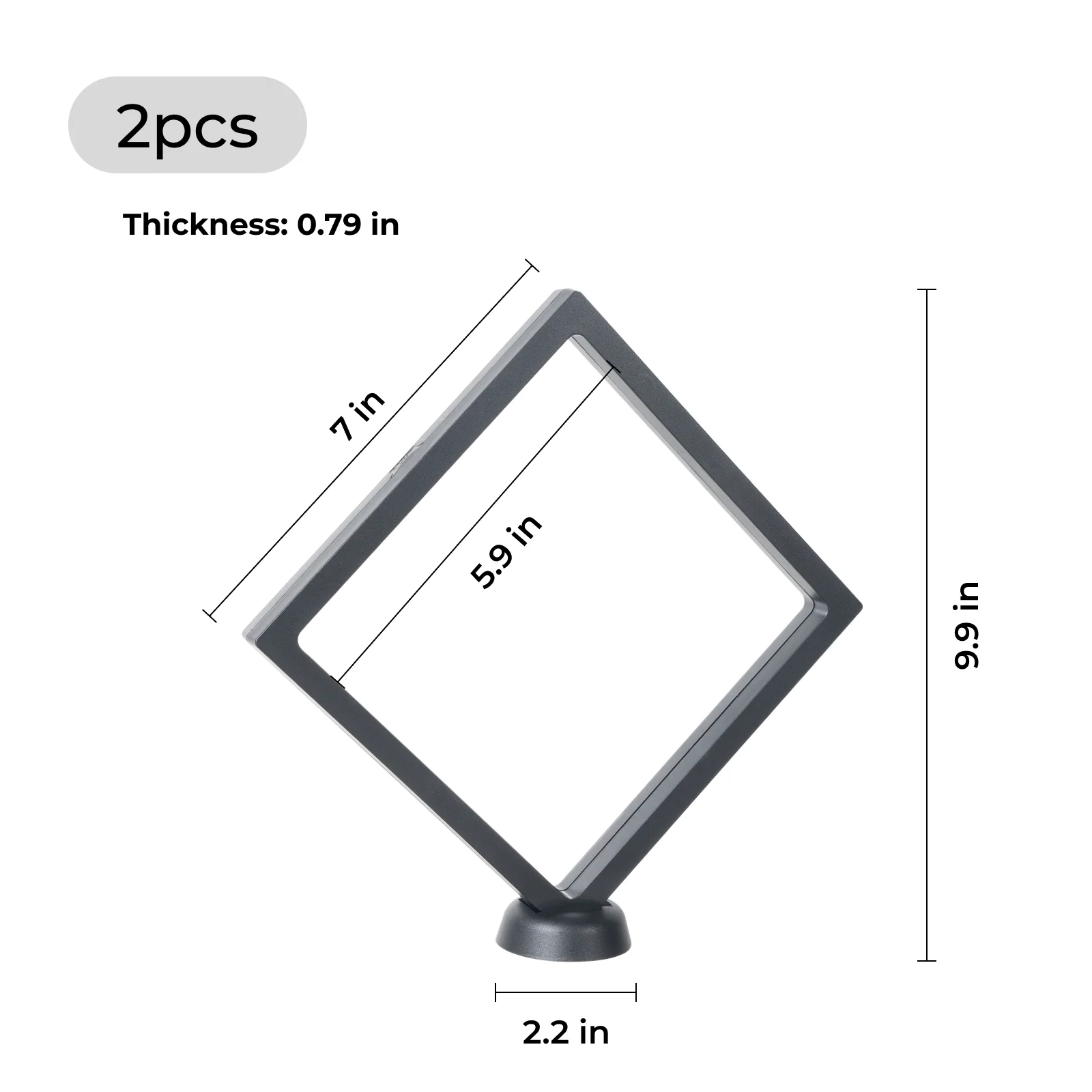 Black Floating Frame with Stand (2pcs) 7" x 7" - Image 3