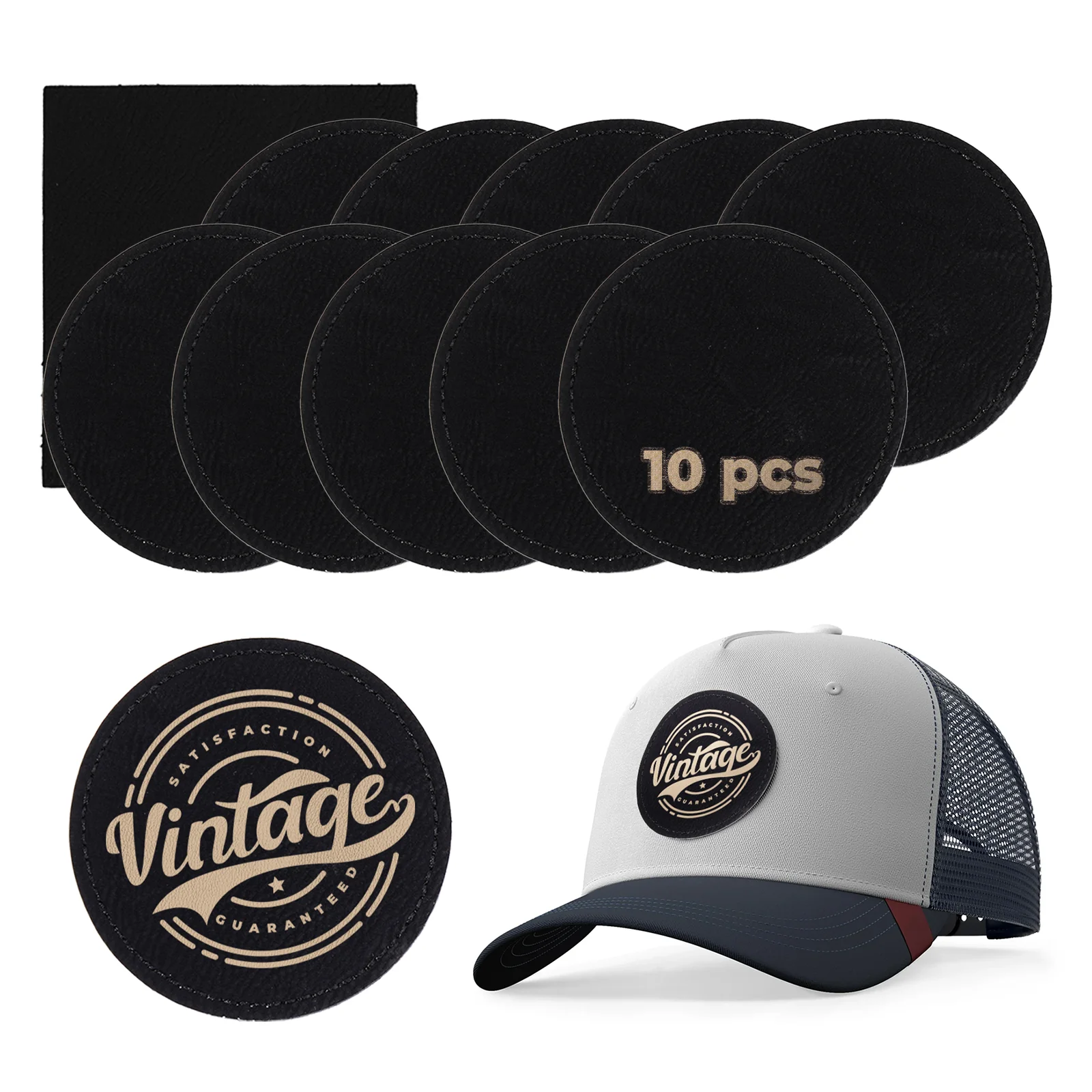 Black to Gold Round Laserable PU Iron-on Patch (10pcs) - Image 4