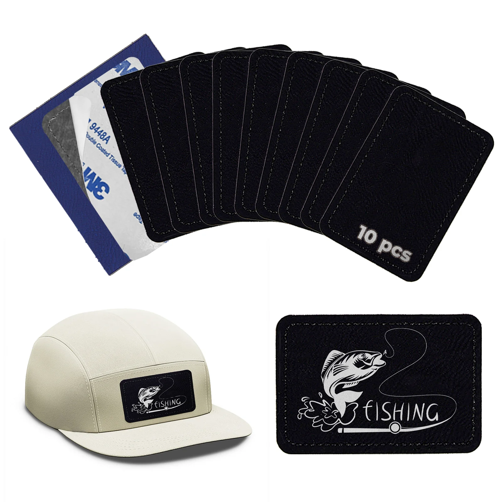 Black to Silver Laserable PU Rectangular Patch (10pcs) - Image 4