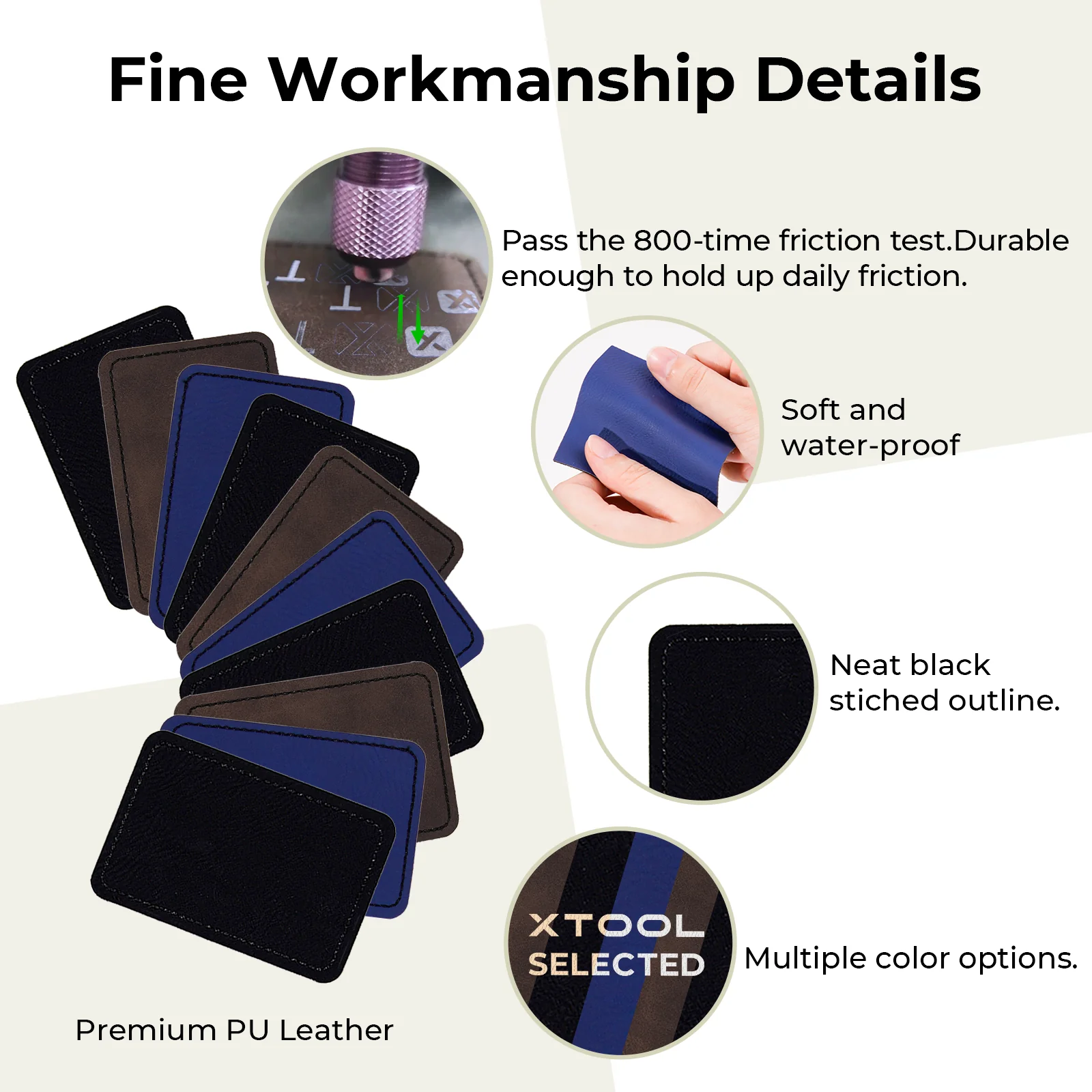 Black to Silver Laserable PU Rectangular Patch (10pcs) - Image 6
