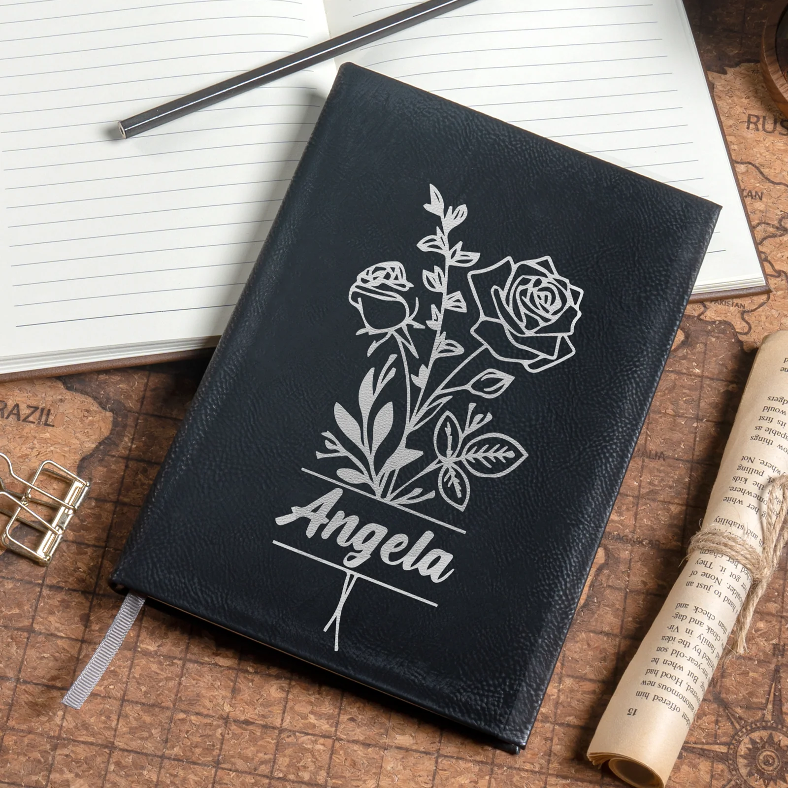 Black to Silver Laserable PU Notebook - Image 2