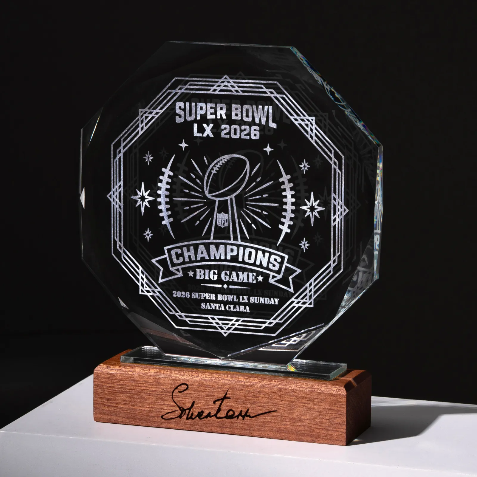 Blank Octagonal Crystal Award Trophy - Image 2