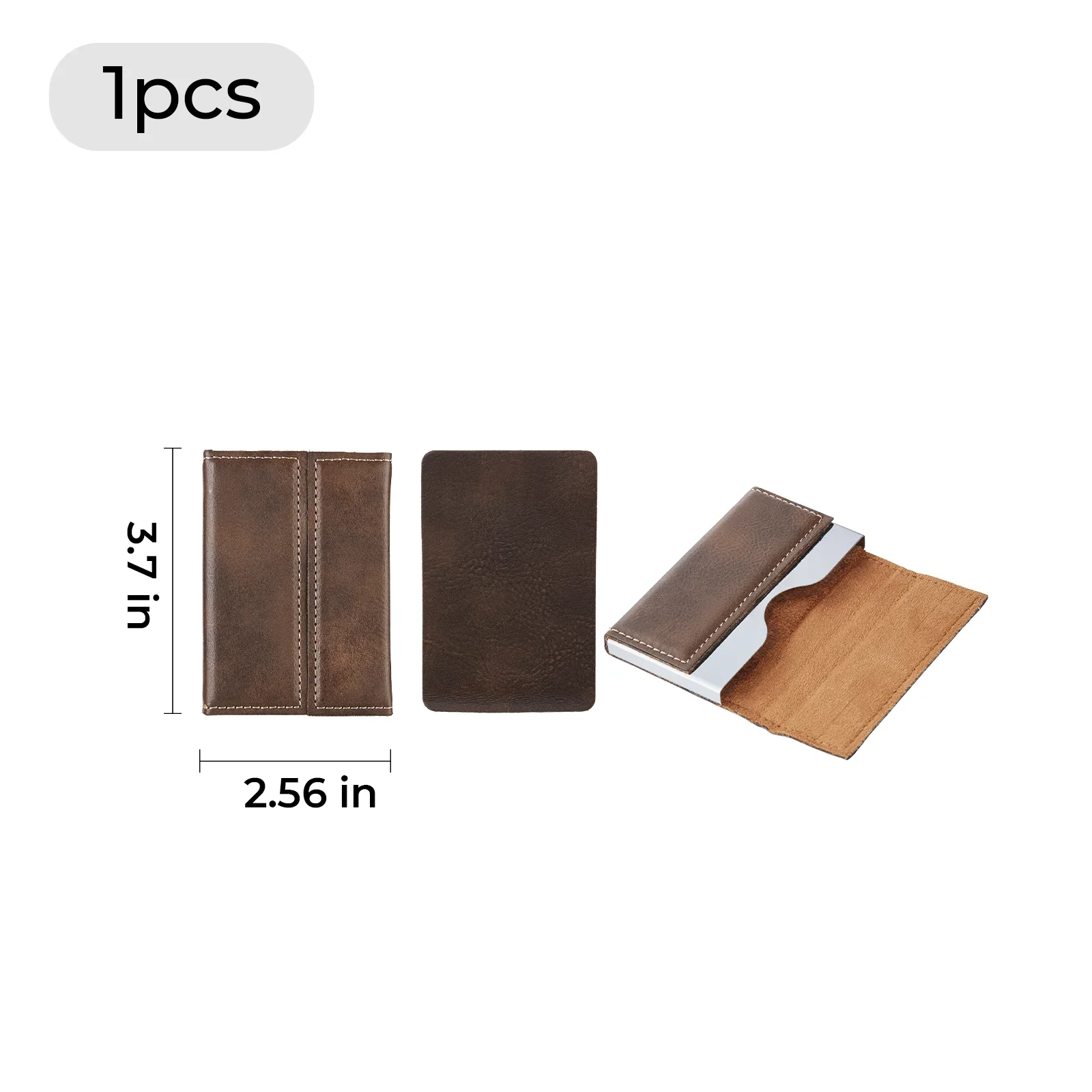 Brown to Glod Laserable PU Leather Business Card Holder (1pcs) - Image 3