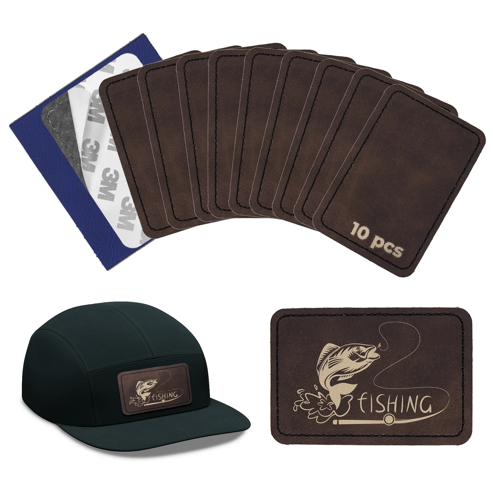Brown to Gold Laserable PU Rectangular Patch (10pcs) - Image 4