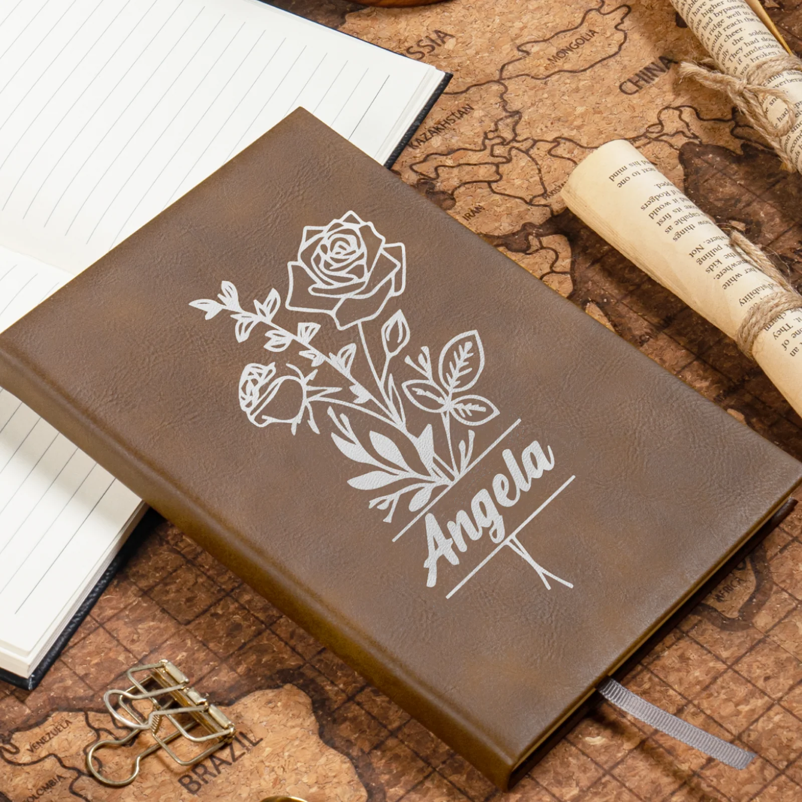 Brown to Silver Laserable PU Notebook - Image 2