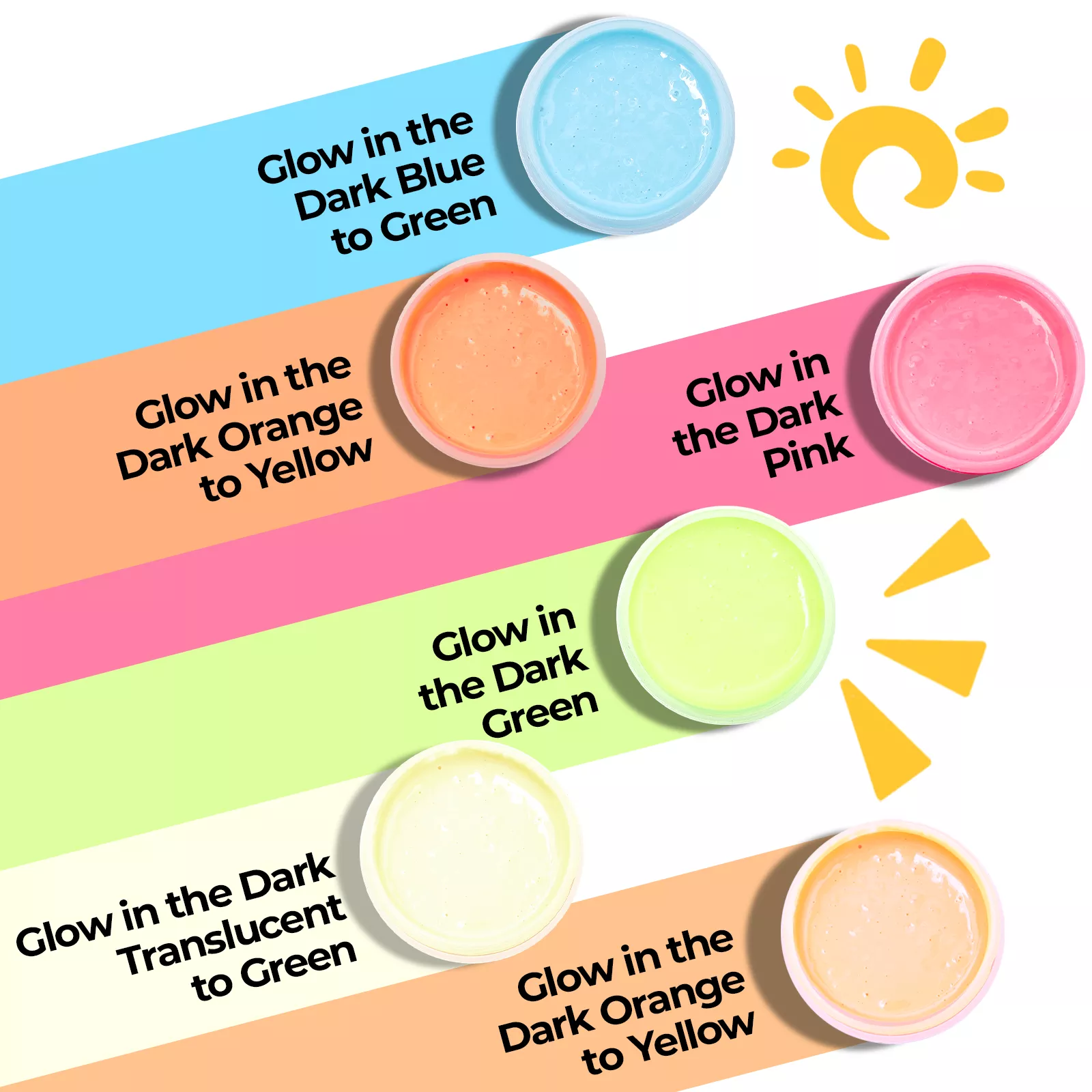 Glow in The Dark Color Screen Printing Ink Set (6 Colors) - Image 2