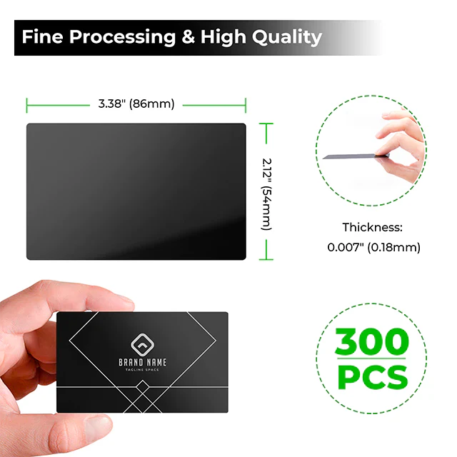 Glossy Black Metal Business Card (300Pcs) - Image 3