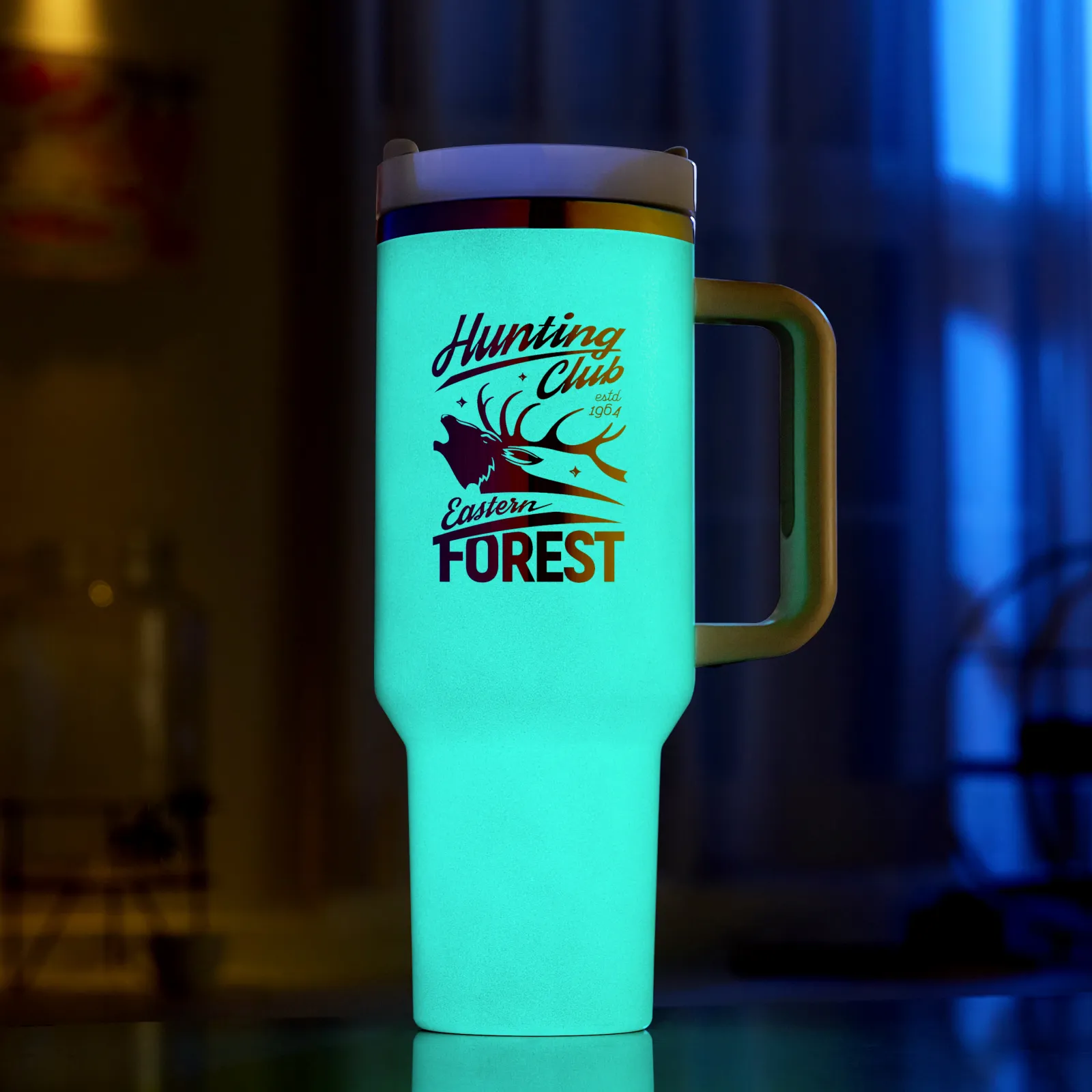 Pink to Gold 40oz Glow in the Dark Stainless Steel Tumbler with Handle - Image 15