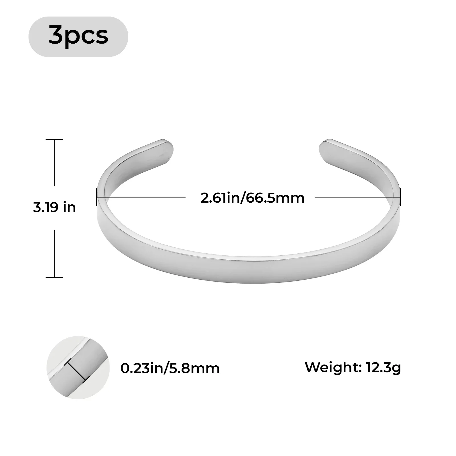 Gold Cuff Bracelet (3pcs) - Image 3