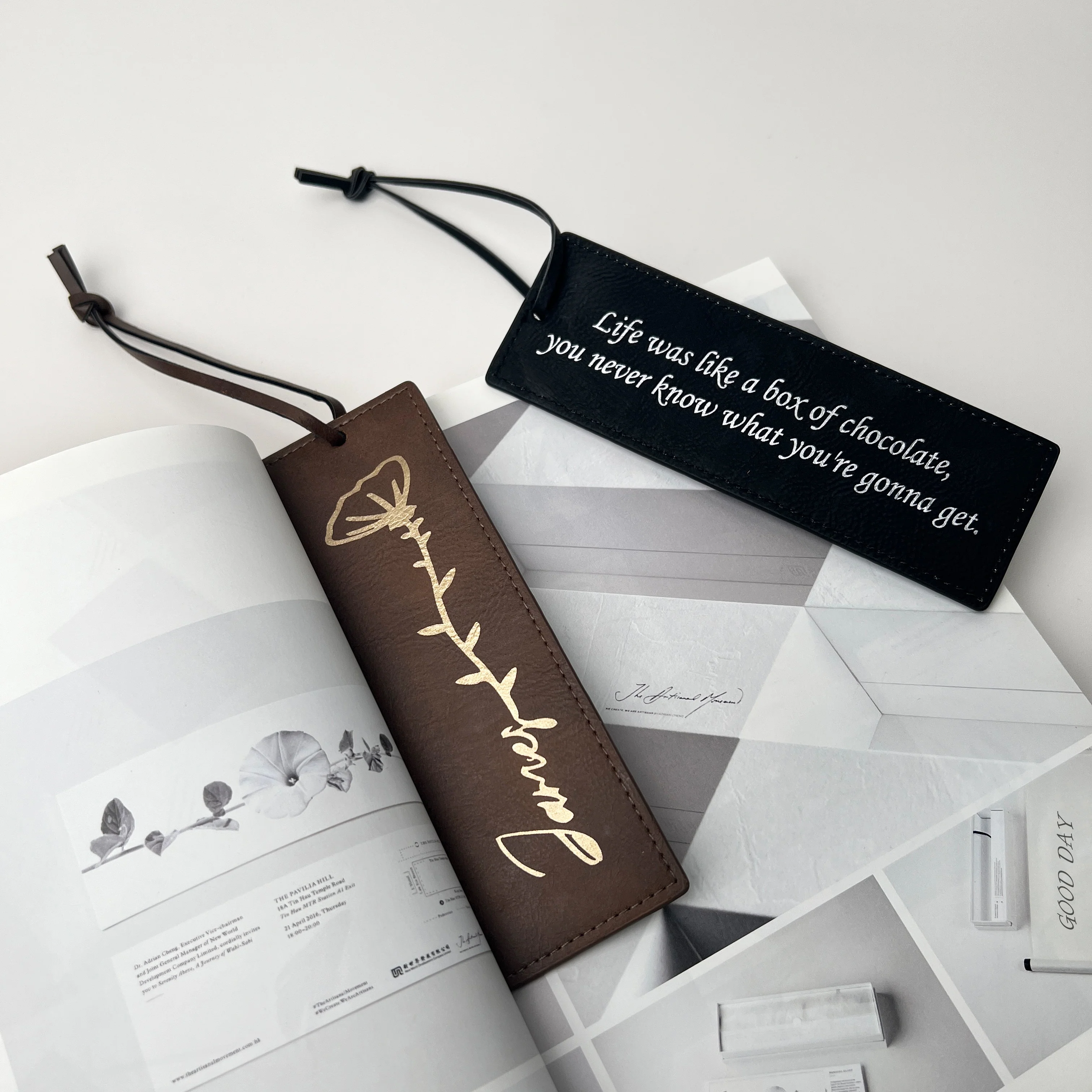 Laserable PU Patch Bookmarks Black&Brown (4pcs) - Image 2