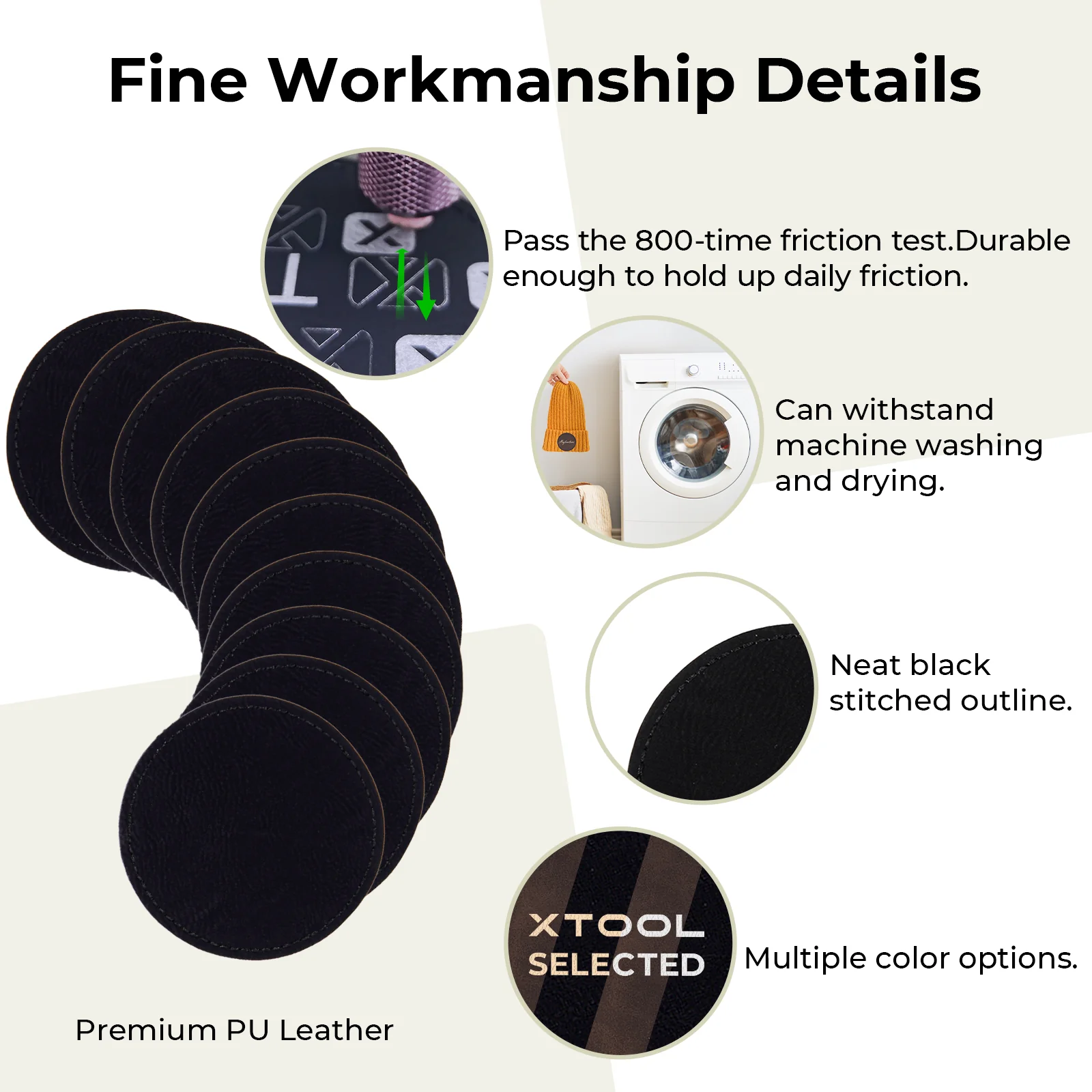 Round Laserable PU Iron-on Patch (10pcs) - Image 5