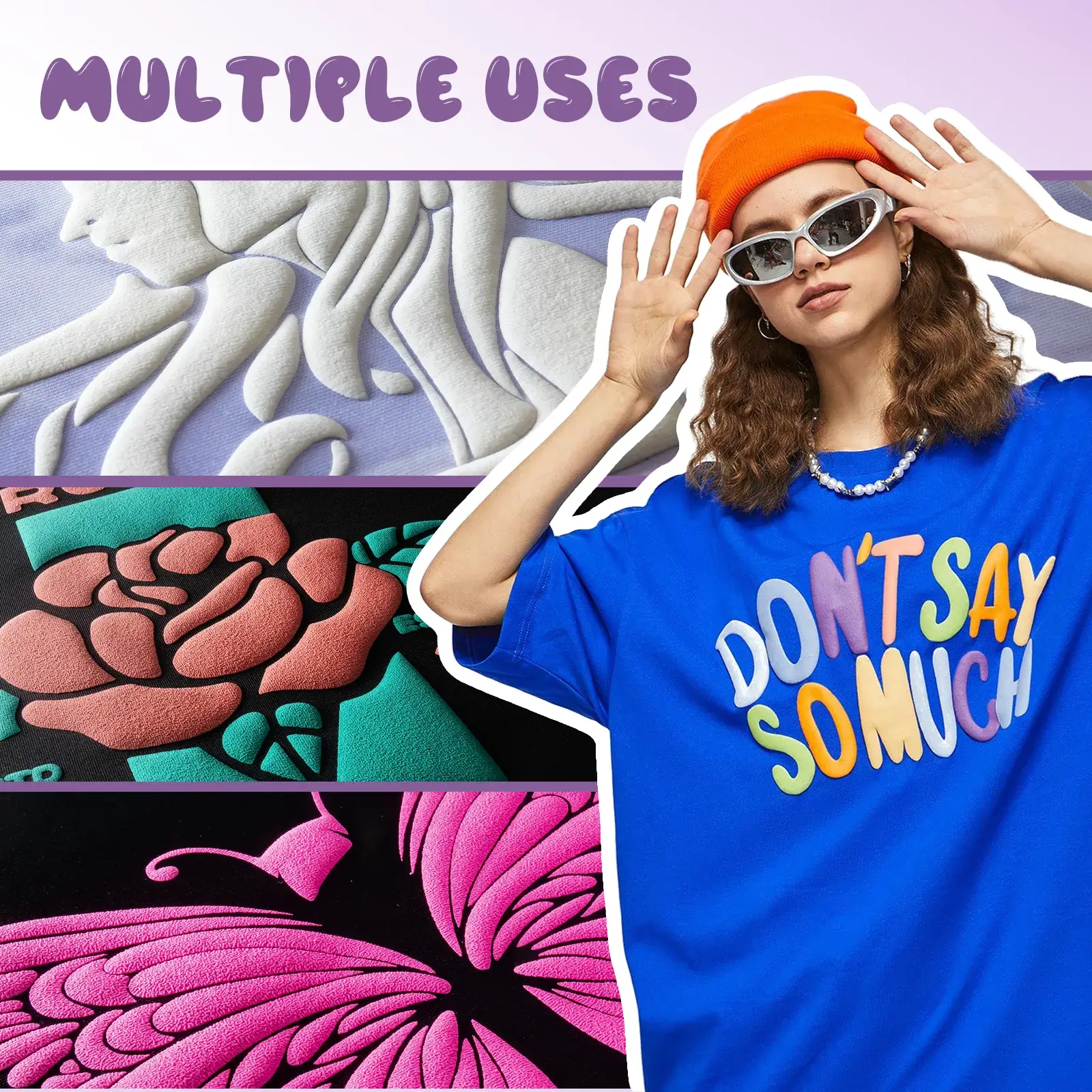 Laser-Safe Mix Colors Puff Vinyl Heat Transfer 3D (14 pcs) - Image 2
