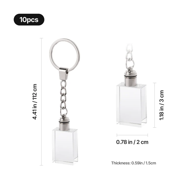 Multicolored LED Lights K5 Crystal Rectangular Keychain (10pcs) - Image 3