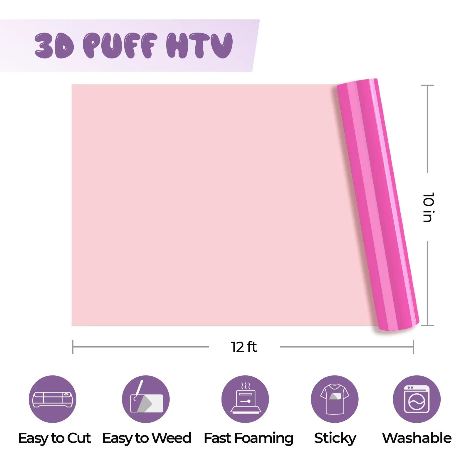 Laser-Safe Neon Pink 3D Puff Heat Transfer Vinyl Roll - Image 4