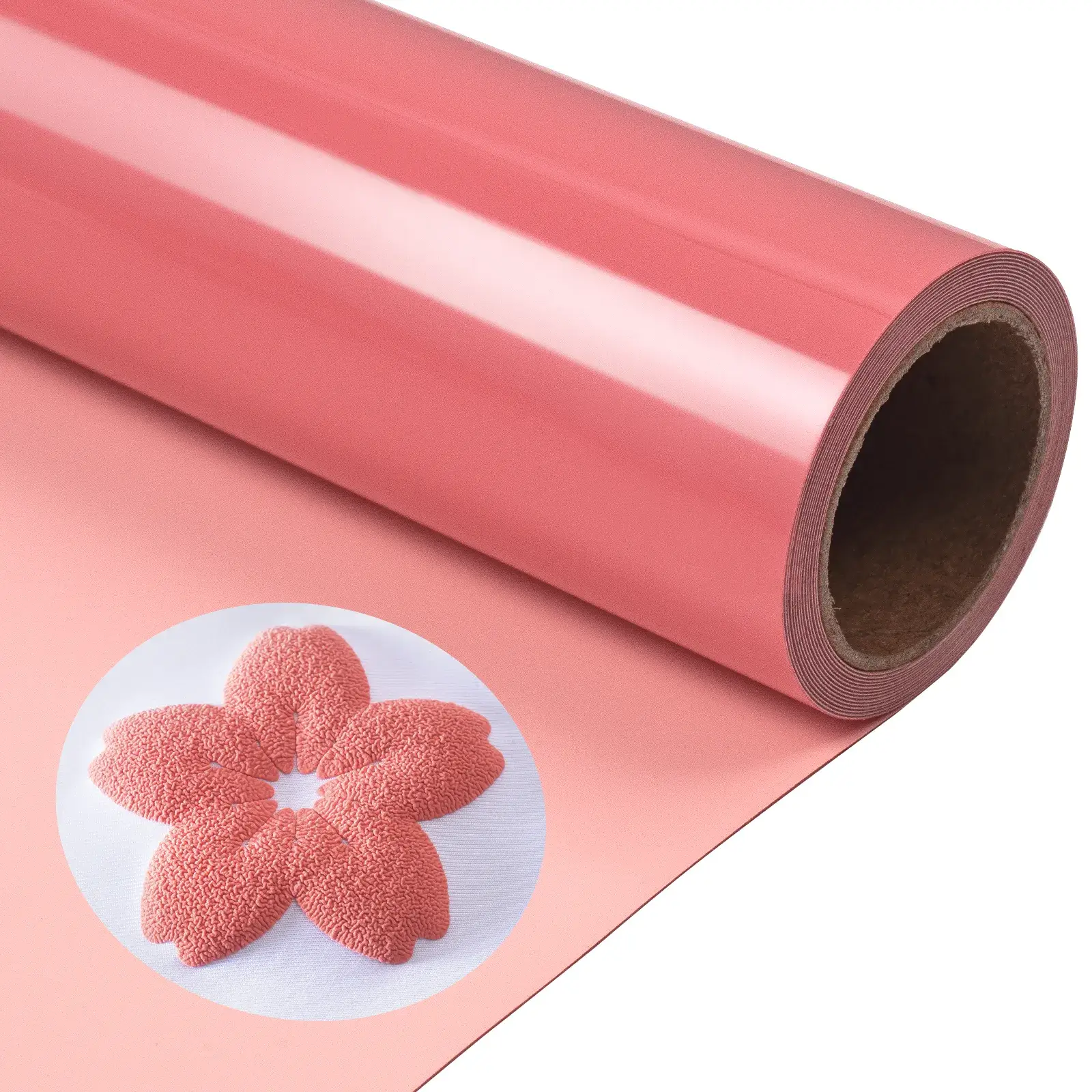 Laser-Safe Peach Pink Puff Vinyl Heat Transfer 3D