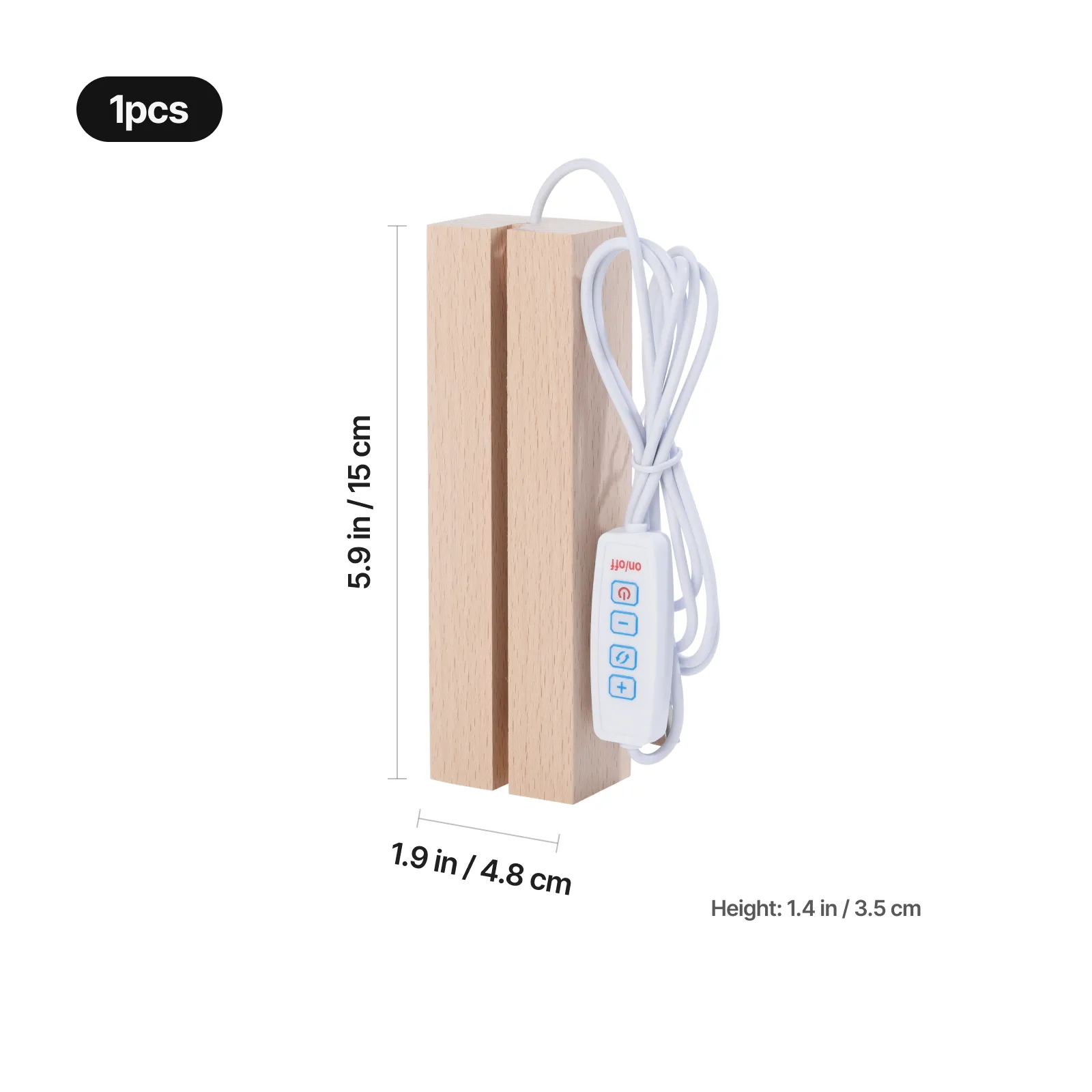 Rectangular Rubber Wood LED Light Base with Open Slot - Image 10
