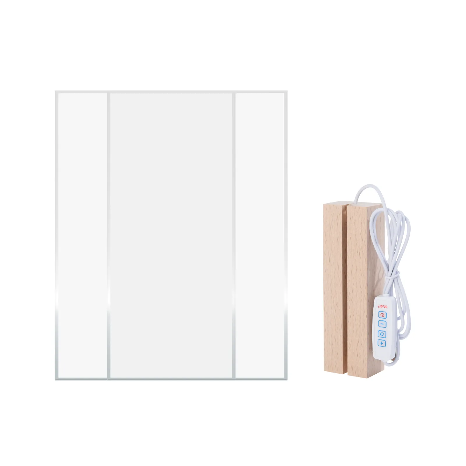 Rectangular Rubber Wood LED Light Base with Open Slot - Image 8