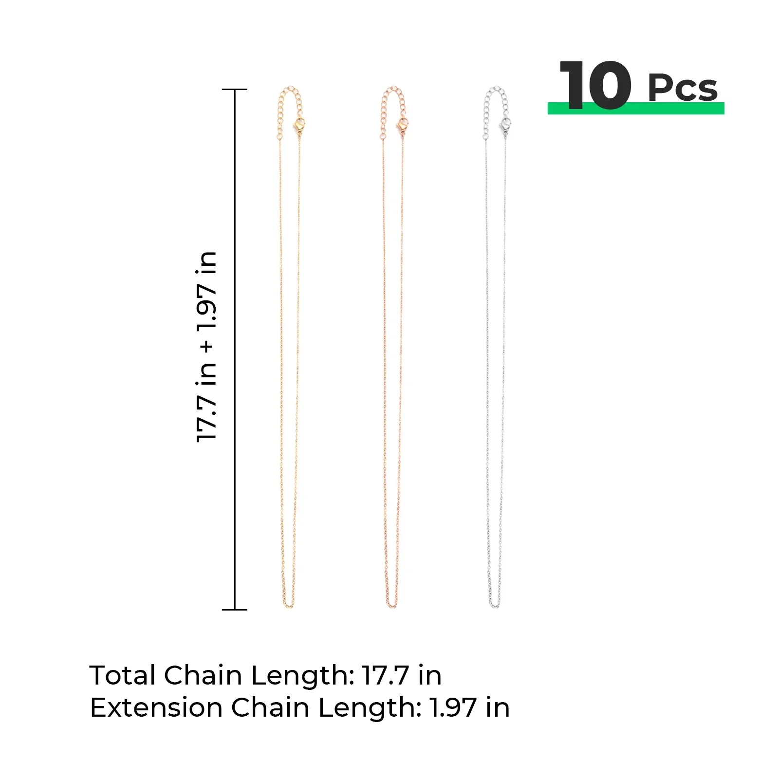 Silver Stainless Steel Chains (10pcs) - Image 3