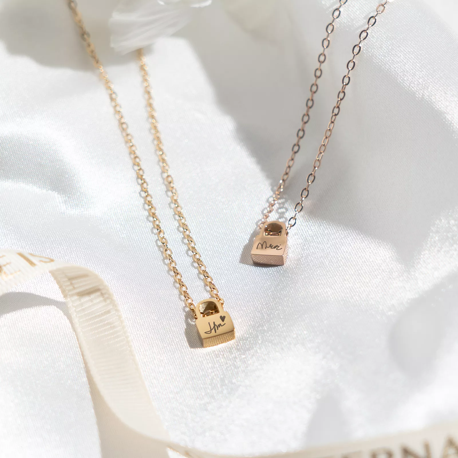 Silver Stainless Steel Lock Necklace (6pcs) - Image 2