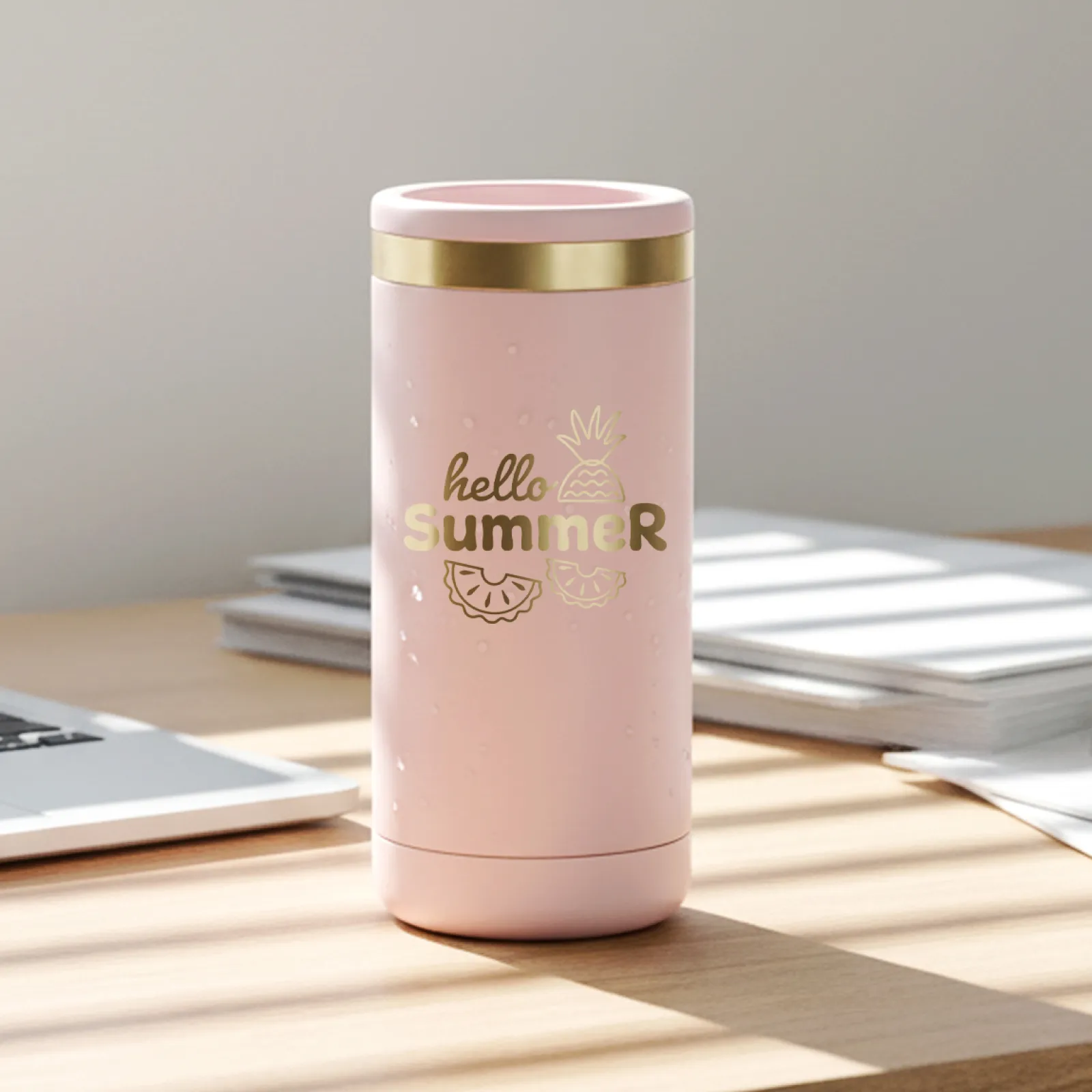 Pink to Gold Slim Can Cooler (12oz) - Image 2