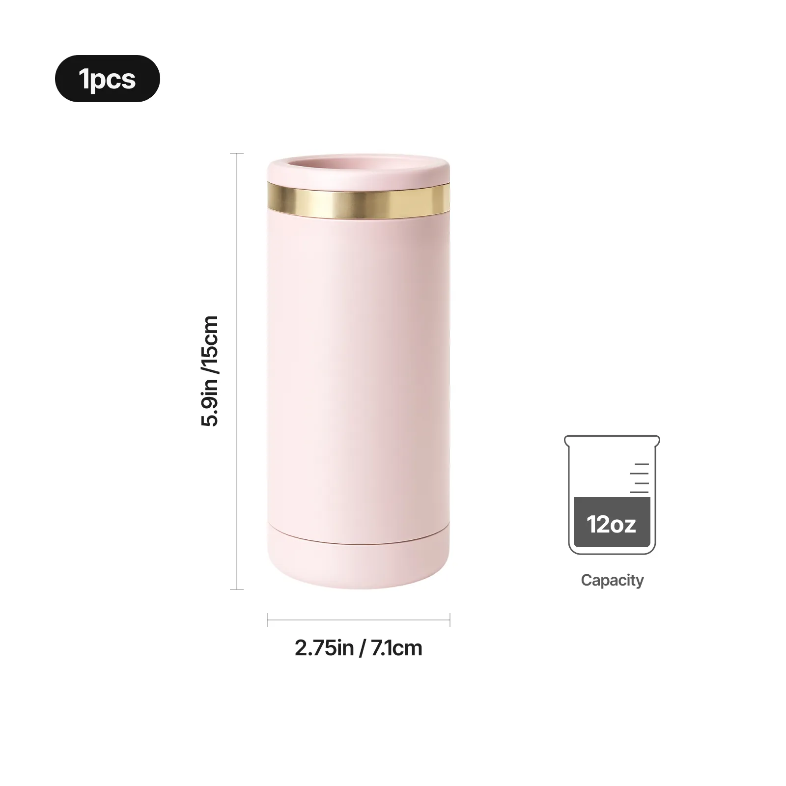 Pink to Gold Slim Can Cooler (12oz) - Image 3