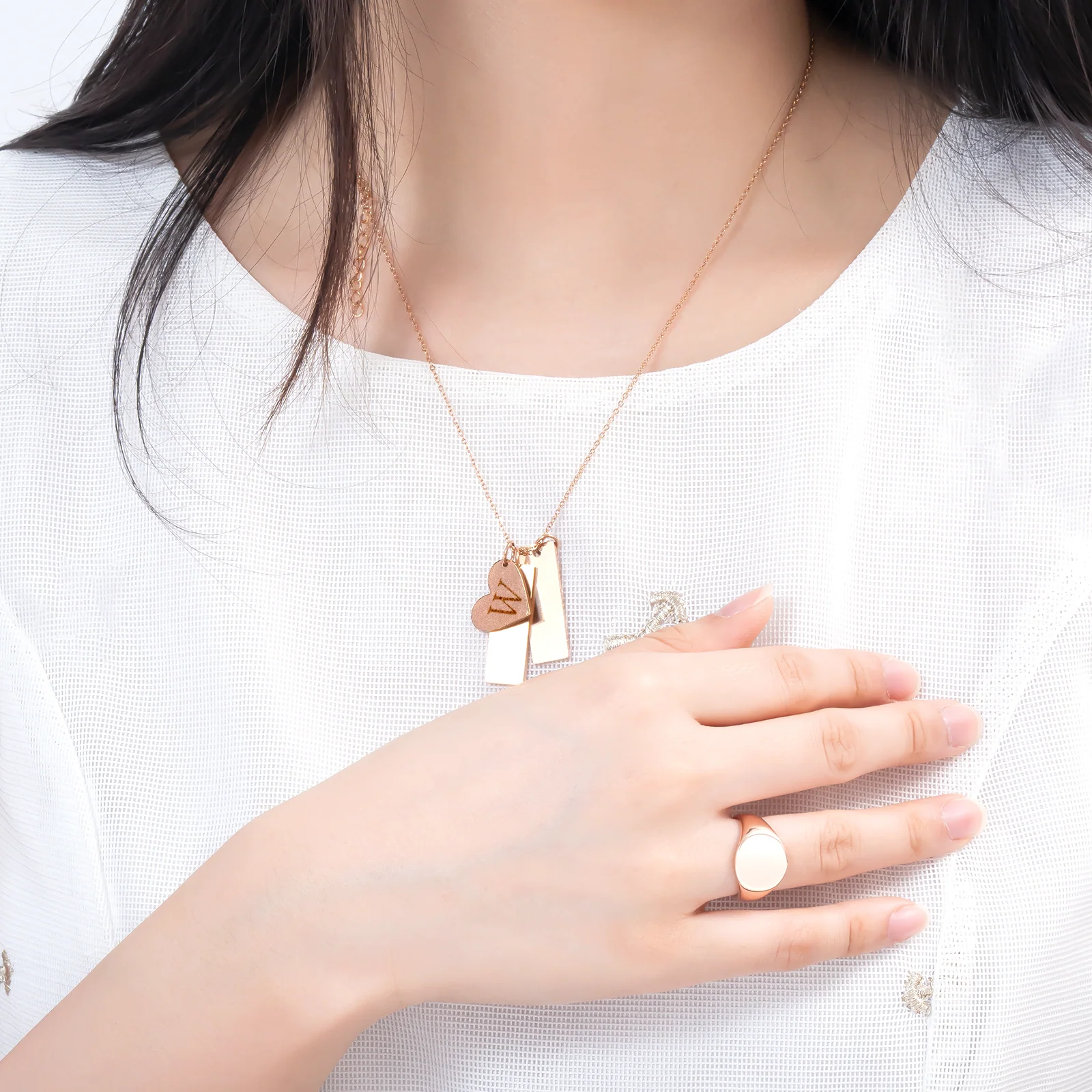Stainless Steel Heart and Bar Necklace (6pcs) - Image 2