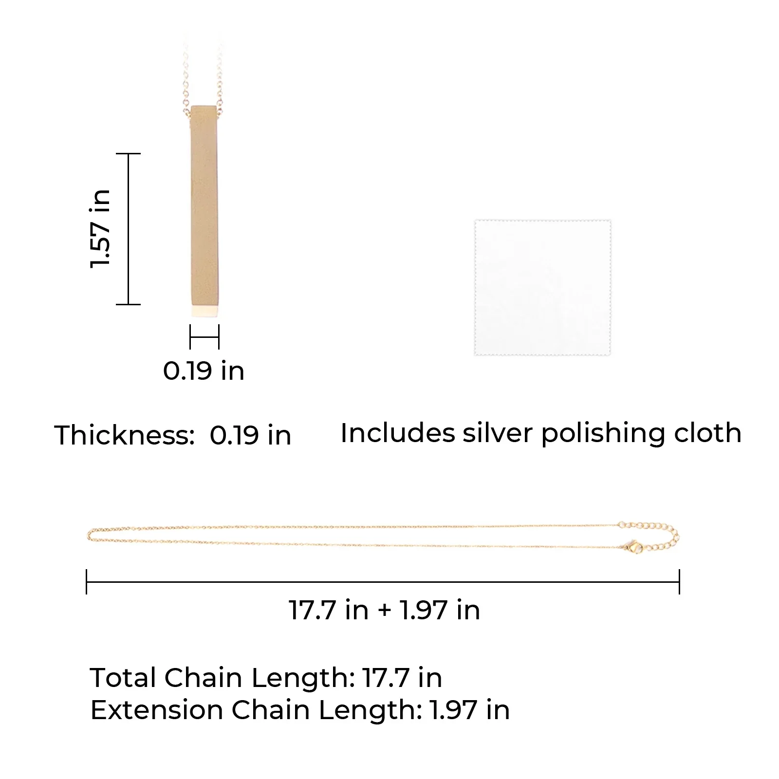 Stainless Steel Silver Vertical Bar Necklace (6pcs) - Image 3