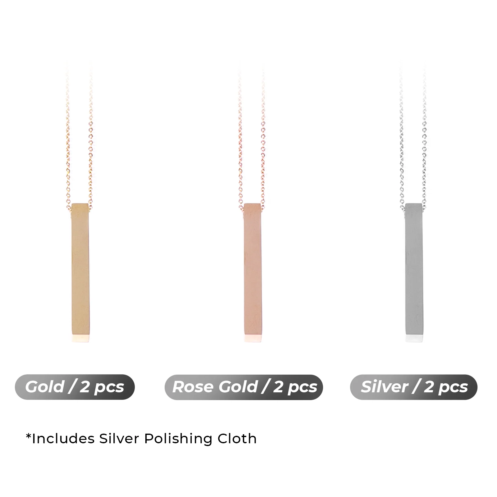 Black Stainless Steel Vertical Bar Necklace (6pcs) - Image 10