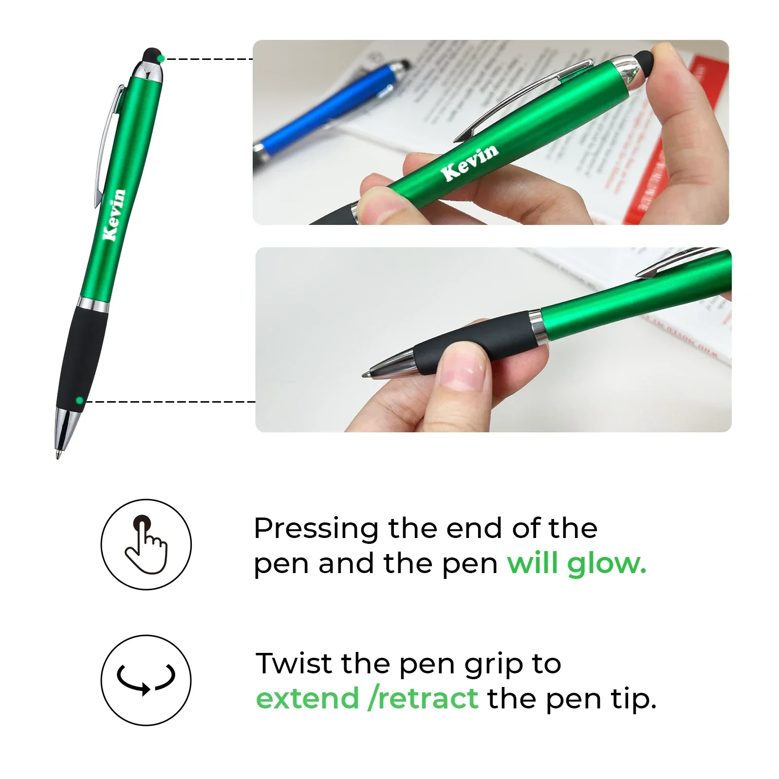 Stylus Ballpoint Pens with Multicolored LED Lights (10pcs) - Image 5