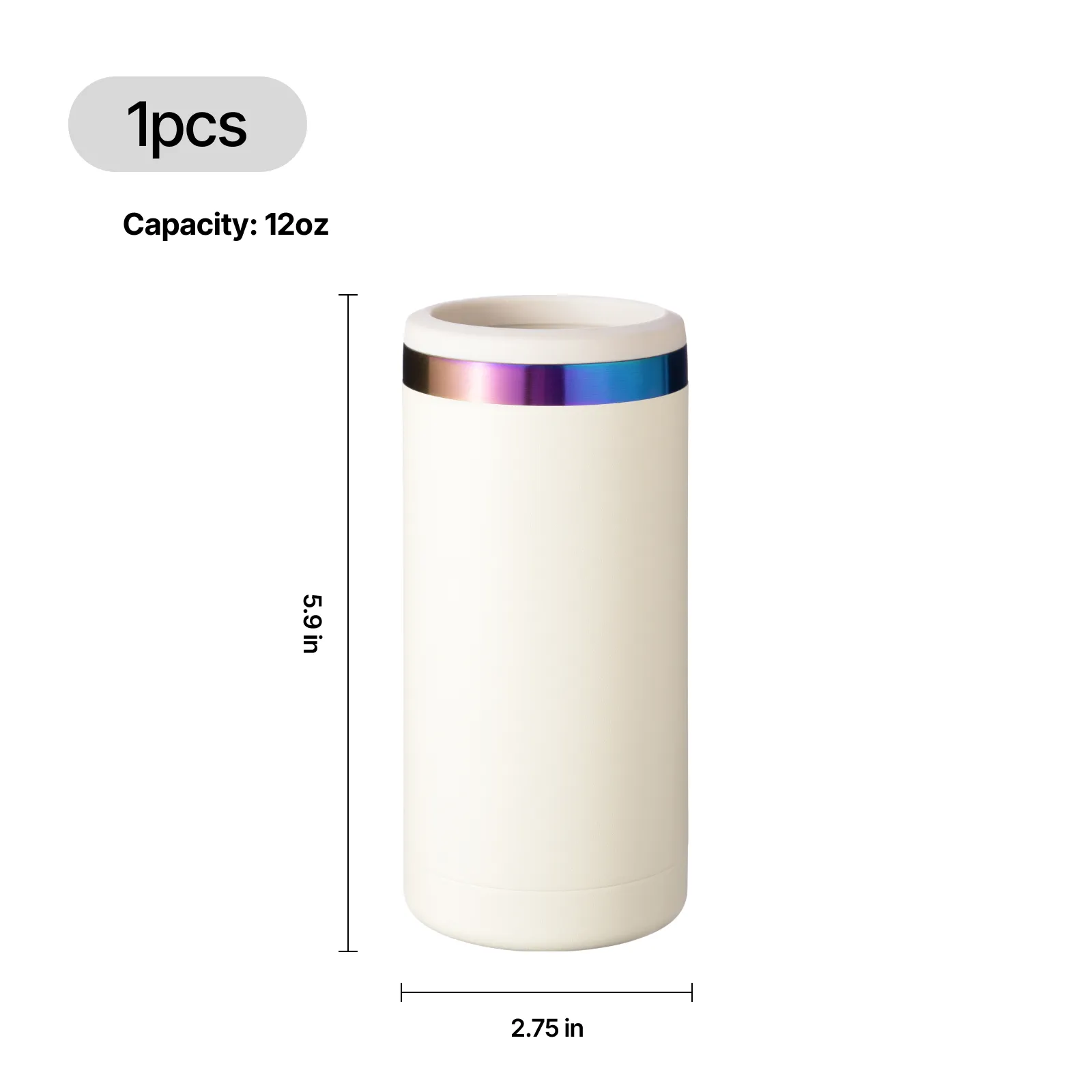 White to Iridescent Slim Can Cooler (12oz) - Image 3