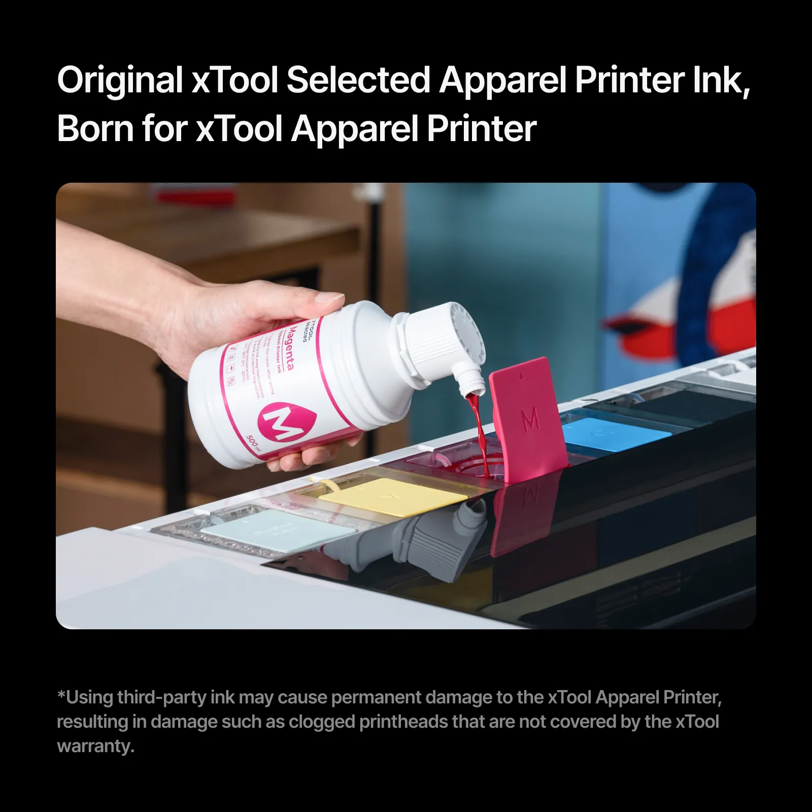 xTool Selected Apparel Printer Black Ink (500ml) - Image 5